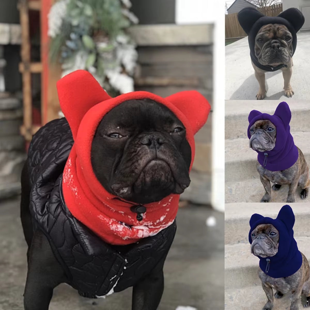 Cute Dog'S Fleece Bat Hat Soft Warm Adjustable French Bulldogs Winter Hats Pet Supplies