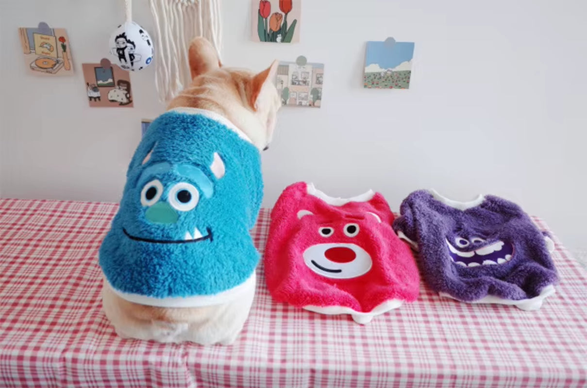 Wholesale Designer Cute Winter Warm Wool Coral Fleece Dog Sweatshirt French Bulldog Clothes Fleece Dog Sweater Jumper
