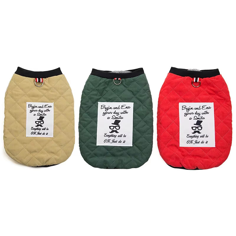 Cozy Winter Windproof Plaid Dog Coat Apparel Two-Legged Cotton Frenchie Bulldog Jacket Coat French Bulldog Luxury Clothes