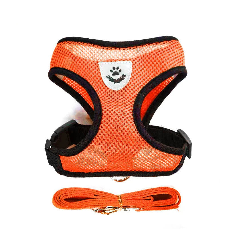 Breathable Mesh Cat Small Dog Harness and Leash Set Adjustable Cat Harnesses Puppy Harness Vest for French Bulldog Chihuahua Pug