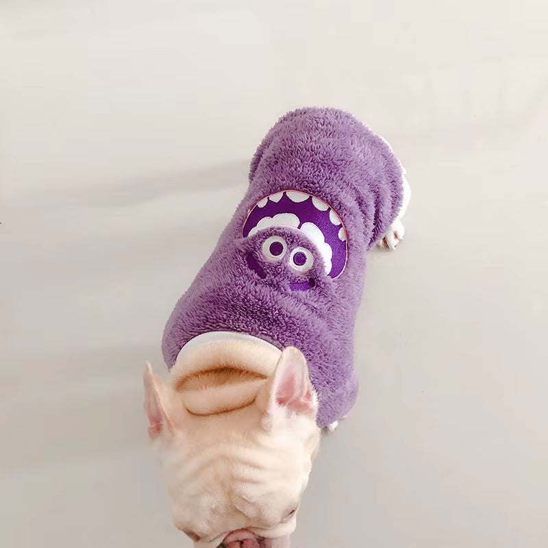 Wholesale Designer Cute Winter Warm Wool Coral Fleece Dog Sweatshirt French Bulldog Clothes Fleece Dog Sweater Jumper