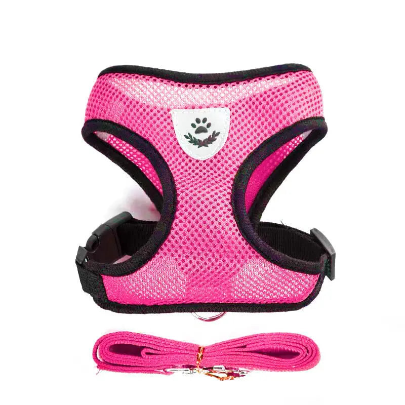 Breathable Mesh Cat Small Dog Harness and Leash Set Adjustable Cat Harnesses Puppy Harness Vest for French Bulldog Chihuahua Pug