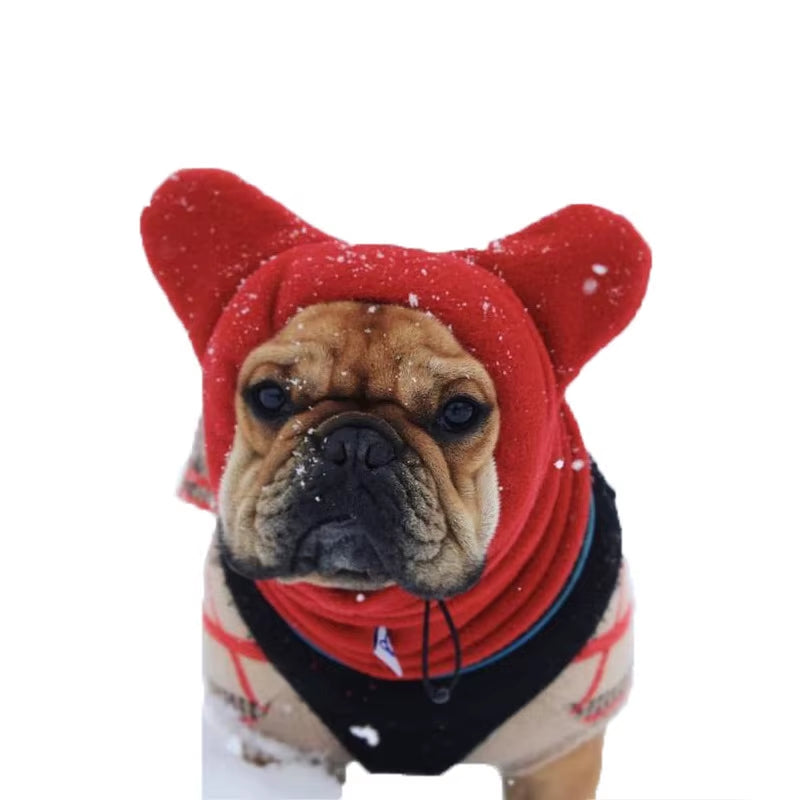 Cute Dog'S Fleece Bat Hat Soft Warm Adjustable French Bulldogs Winter Hats Pet Supplies