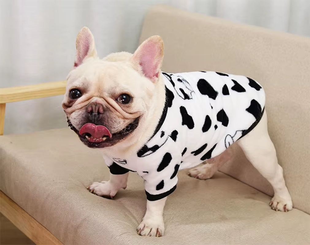 Wholesale Winter Warm Flannel Dog Outfit Clothes Pug French Bulldog Sweatshirt Pajamas Jumper