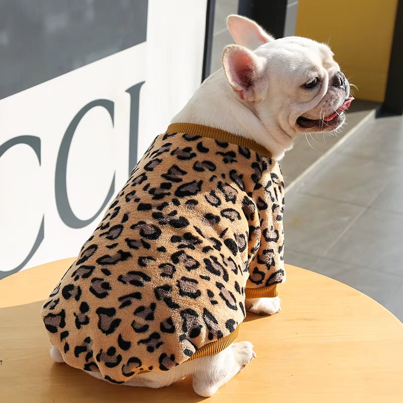 Wholesale Winter Warm Flannel Dog Outfit Clothes Pug French Bulldog Sweatshirt Pajamas Jumper