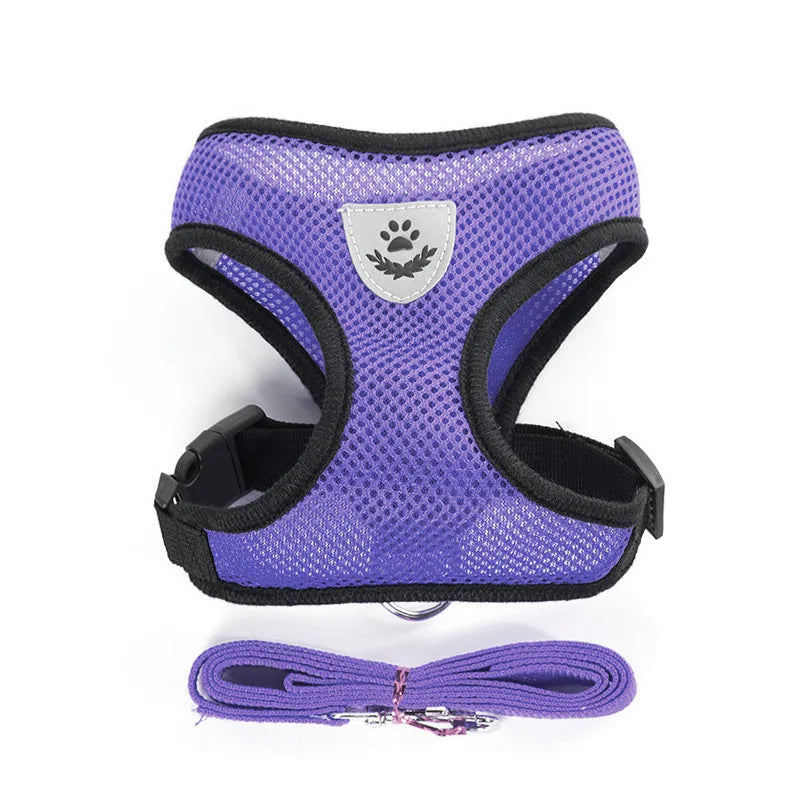 Breathable Mesh Cat Small Dog Harness and Leash Set Adjustable Cat Harnesses Puppy Harness Vest for French Bulldog Chihuahua Pug