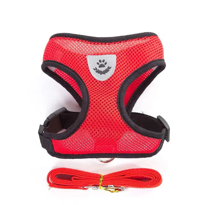 Breathable Mesh Cat Small Dog Harness and Leash Set Adjustable Cat Harnesses Puppy Harness Vest for French Bulldog Chihuahua Pug