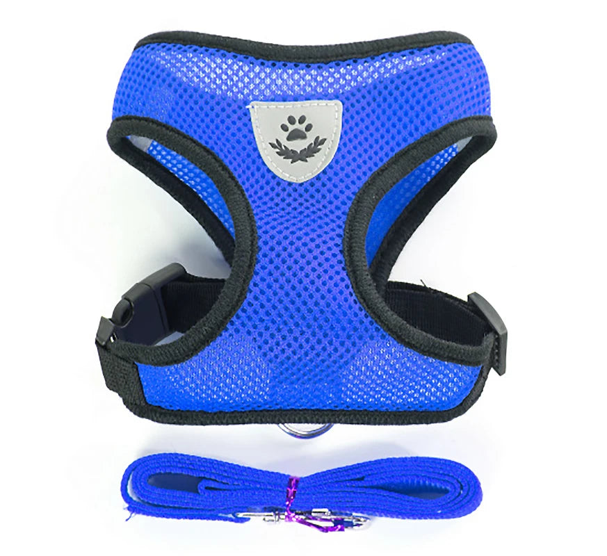 Breathable Mesh Cat Small Dog Harness and Leash Set Adjustable Cat Harnesses Puppy Harness Vest for French Bulldog Chihuahua Pug