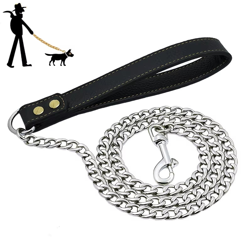 Gold Dog Leash Stainless Steel Pet Weld Chain Strong Metal Dog Lead Chain for Small Medium Large Dog Bichon Frise Dobermann