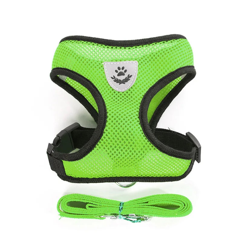 Breathable Mesh Cat Small Dog Harness and Leash Set Adjustable Cat Harnesses Puppy Harness Vest for French Bulldog Chihuahua Pug