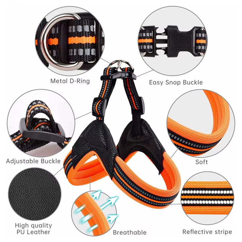 No Pull Dog Harness Beejay Pet Harnesses Vest Reflective Padded French Bulldog Dog Harness