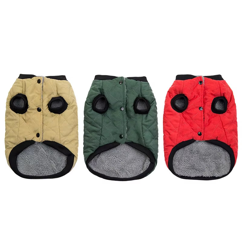 Cozy Winter Windproof Plaid Dog Coat Apparel Two-Legged Cotton Frenchie Bulldog Jacket Coat French Bulldog Luxury Clothes