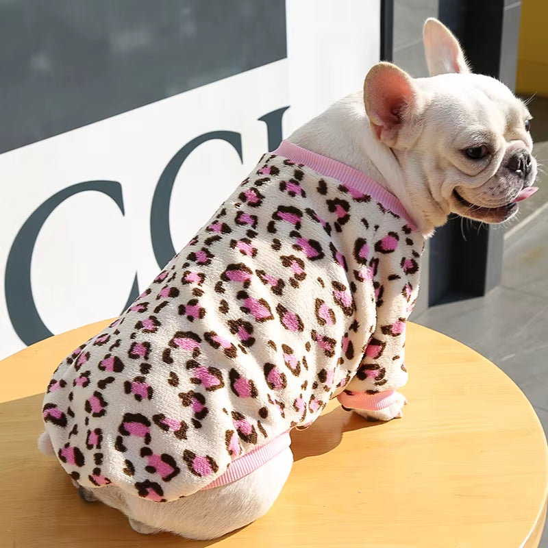 Wholesale Winter Warm Flannel Dog Outfit Clothes Pug French Bulldog Sweatshirt Pajamas Jumper