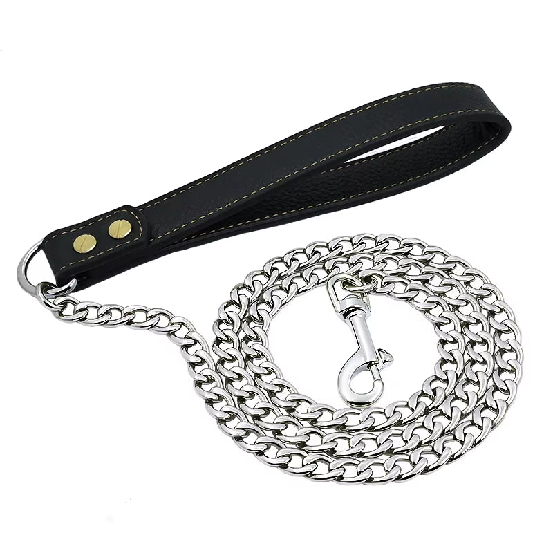 Gold Dog Leash Stainless Steel Pet Weld Chain Strong Metal Dog Lead Chain for Small Medium Large Dog Bichon Frise Dobermann