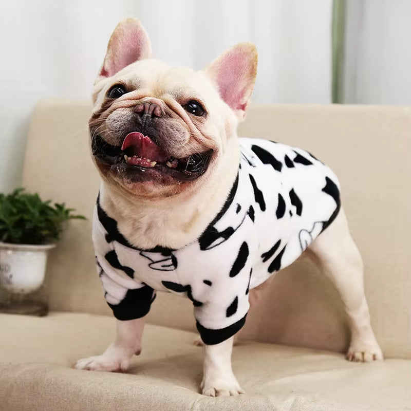 Wholesale Winter Warm Flannel Dog Outfit Clothes Pug French Bulldog Sweatshirt Pajamas Jumper